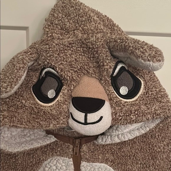 Cozy Deer Brown Fleece Onesie with Hood, size large kids - Picture 4 of 7